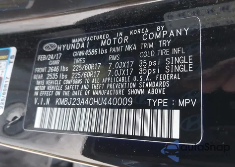 2017 Hyundai Tucson Se из США, поврежденный, VIN KM8J23A40HU440009